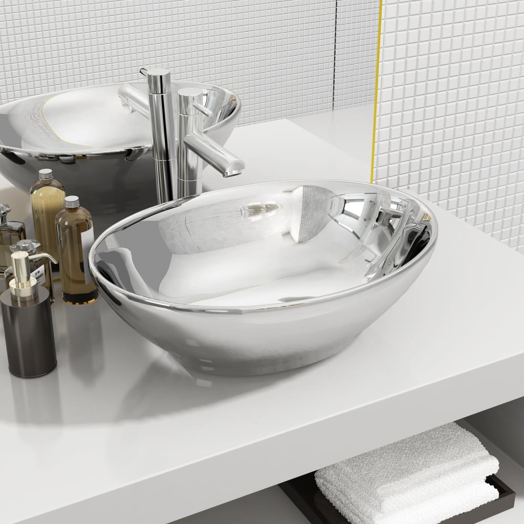 Vidaxl Washbasin 40x33x13.5 cm Ceramico colorato in argento