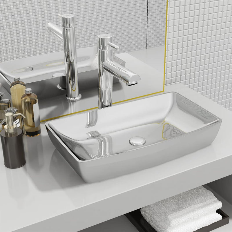 Vidaxl Washbasin 71x38x13.5 cm Ceramico colorato in argento