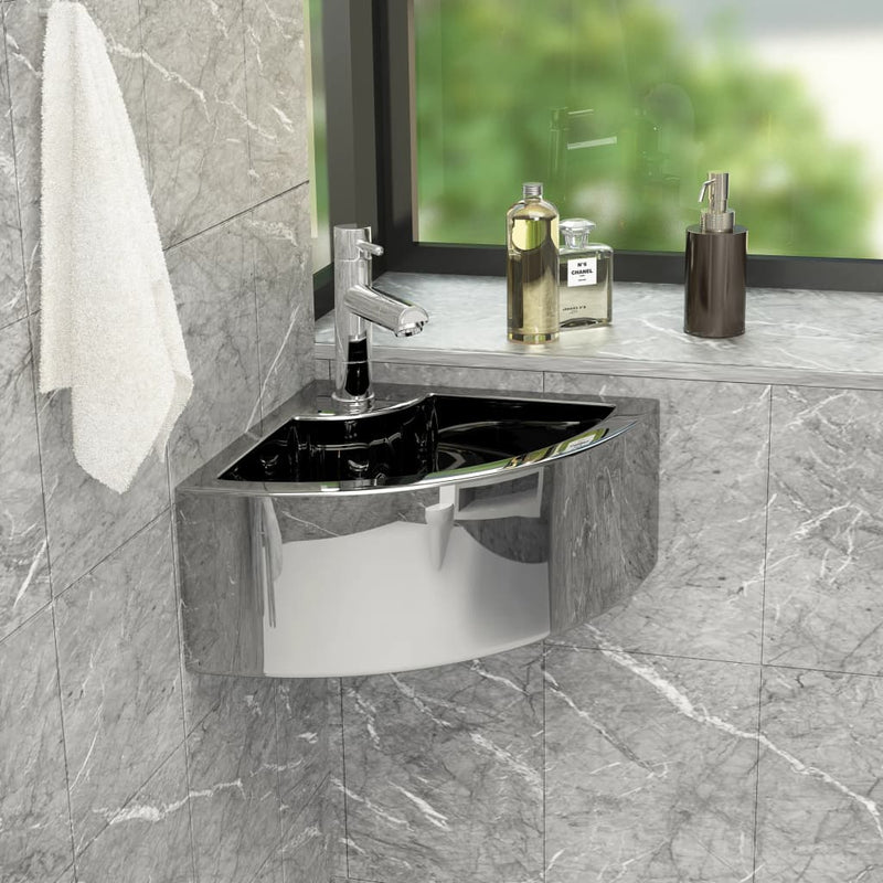 Vidaxl Washbasin con aterrizaje de 45x32x12.5 cm Cerámico de plata de color