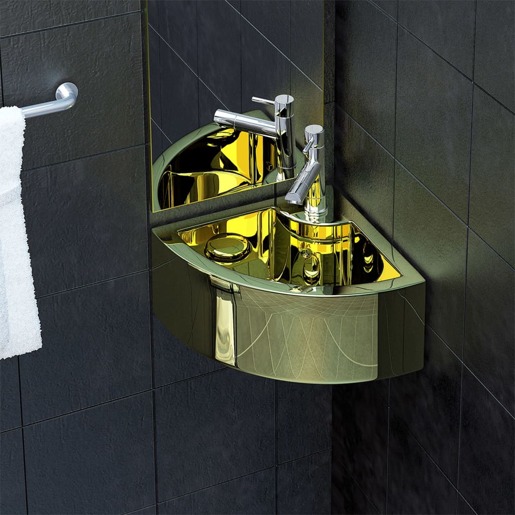 Vidaxl Washbasin con atterraggio 45x32x12.5 cm Ceramic Gold color