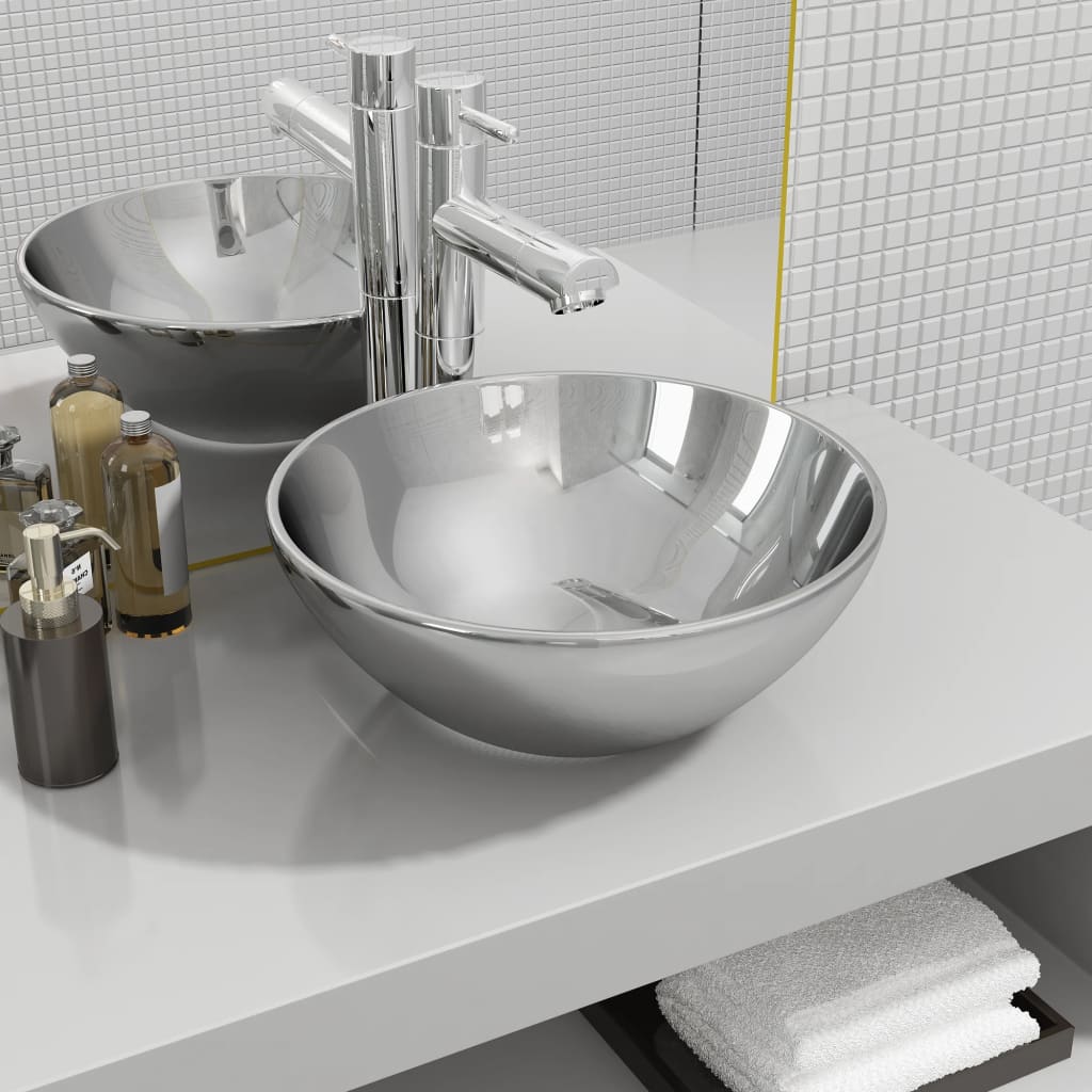 Vidaxl Washbasin 32.5x14 cm Cerámico de plata