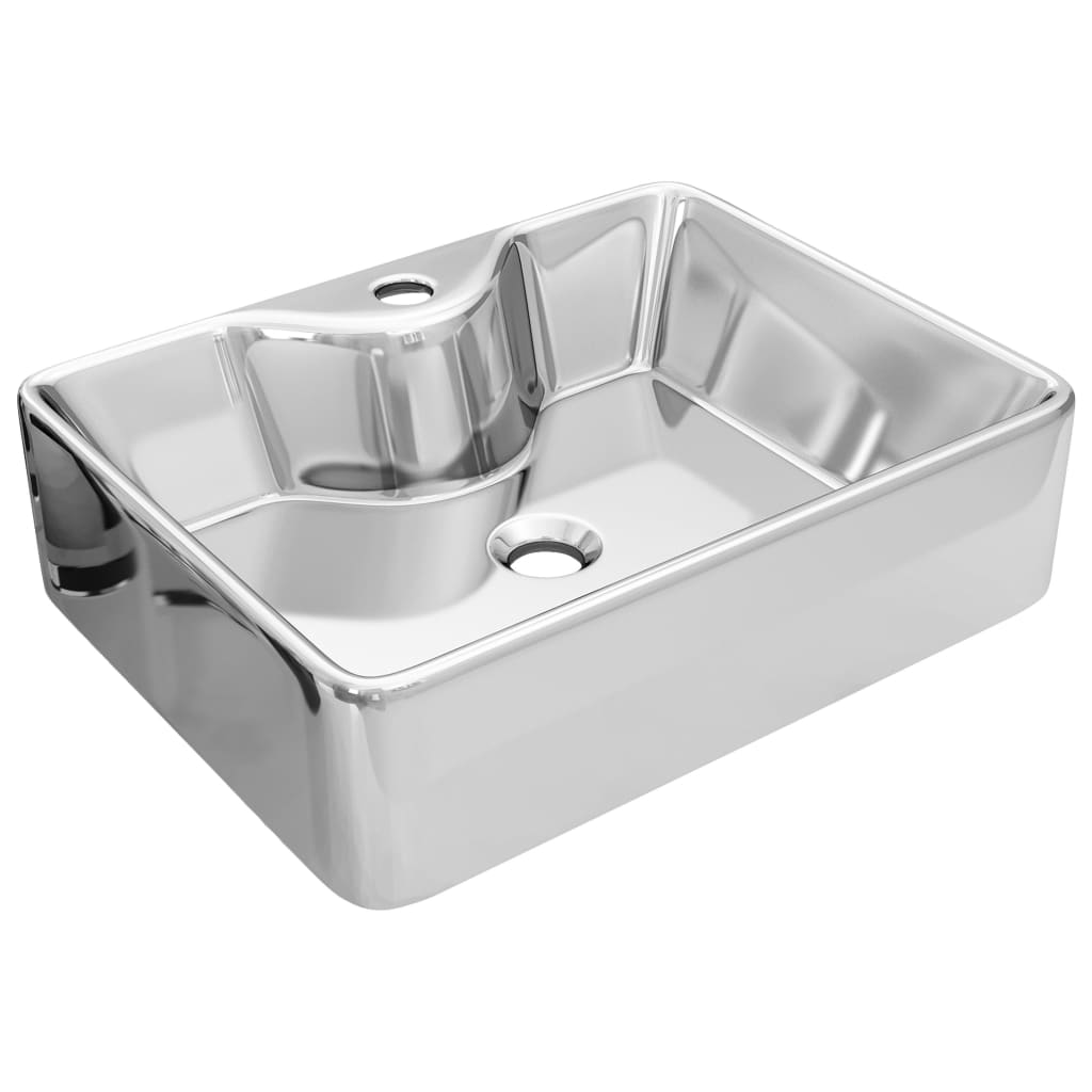 Vidaxl Washbasin con foro del rubinetto 48x37x13.5 cm colorato in argento