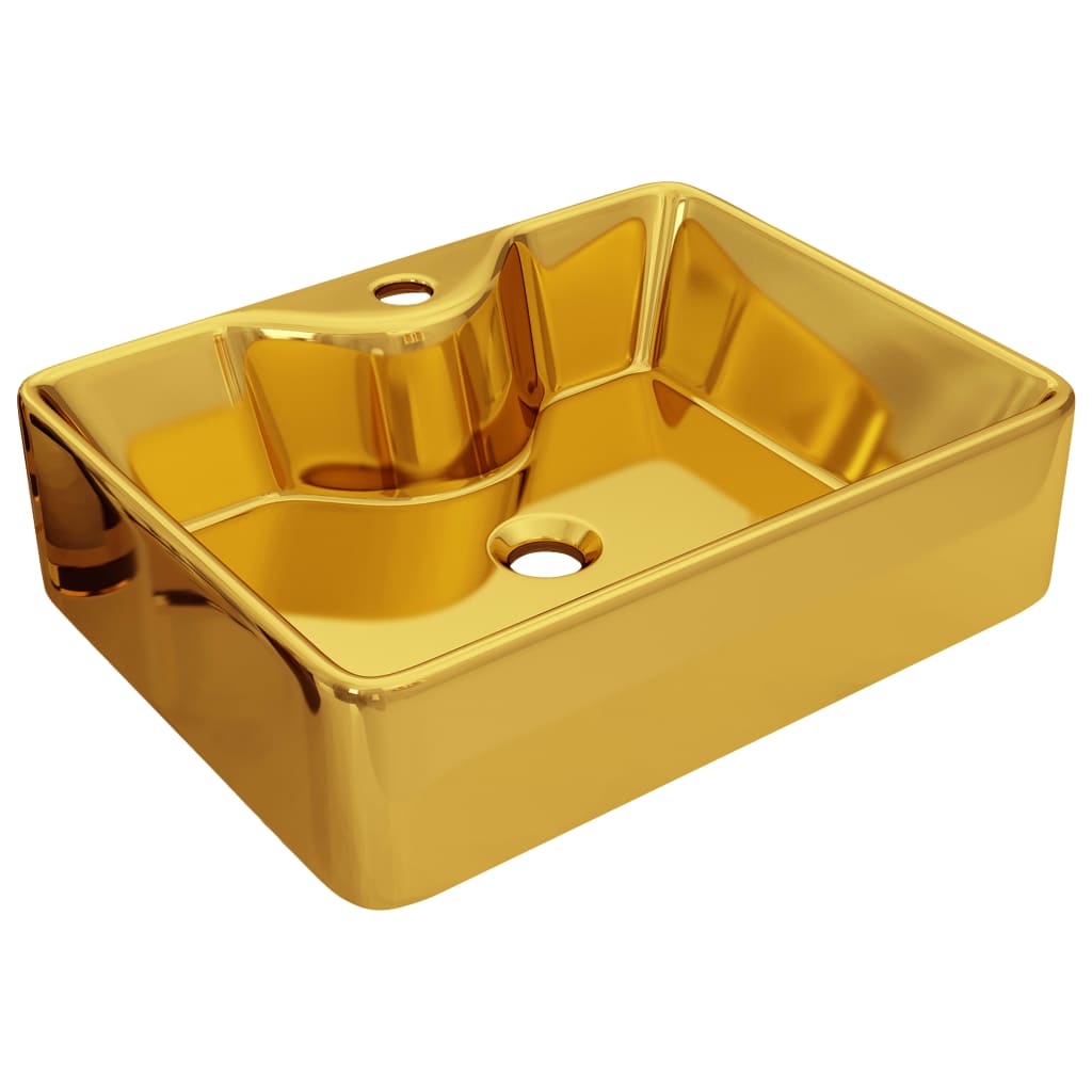 Vidaxl Washbasin con foro del tap 48x37x13,5 cm Ceramic Oro colorato