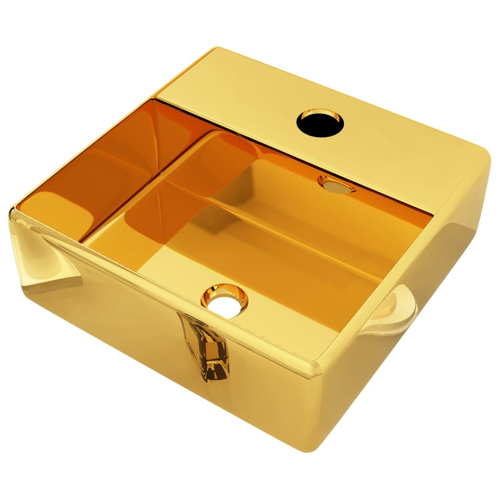 Vidaxl Washbasin con agujero de grifo 38x30x11.5 cm de oro de cerámica