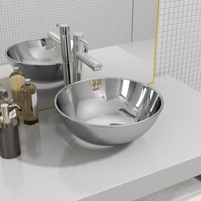 Vidaxl Washbasin 28x10 cm Ceramic Silver Colored