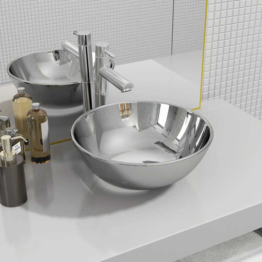 Vidaxl Washbasin 28x10 cm Ceramic Silver Colored