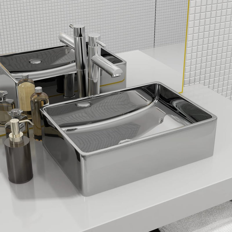 Vidaxl Washbasin 41x30x12 CM Ceramic Silver
