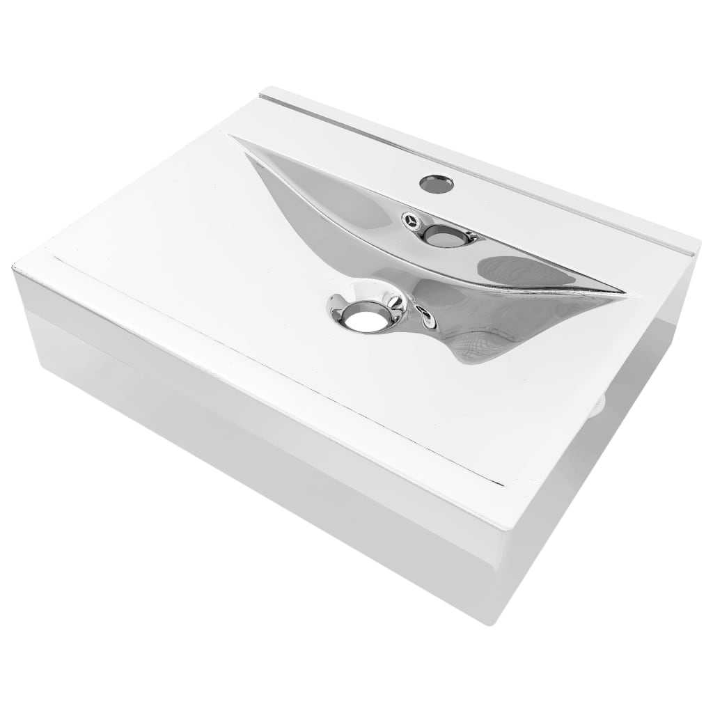 Vidaxl Washbasin con aterrizaje de 60x46x16 cm Cerámico de color plateado