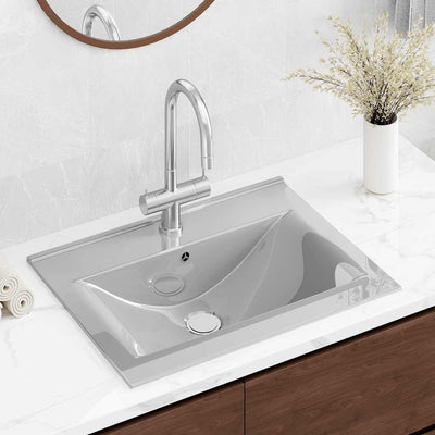 Vidaxl Washbasin con atterraggio 60x46x16 cm colorato in argento in ceramica