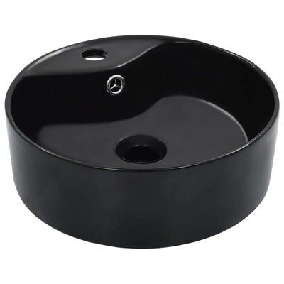 Vidaxl Washbasin con aterrizaje de 36x13 cm de cerámica negra