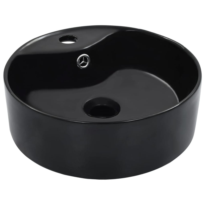 Vidaxl Washbasin con aterrizaje de 36x13 cm de cerámica negra