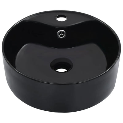 Vidaxl Washbasin con aterrizaje de 36x13 cm de cerámica negra