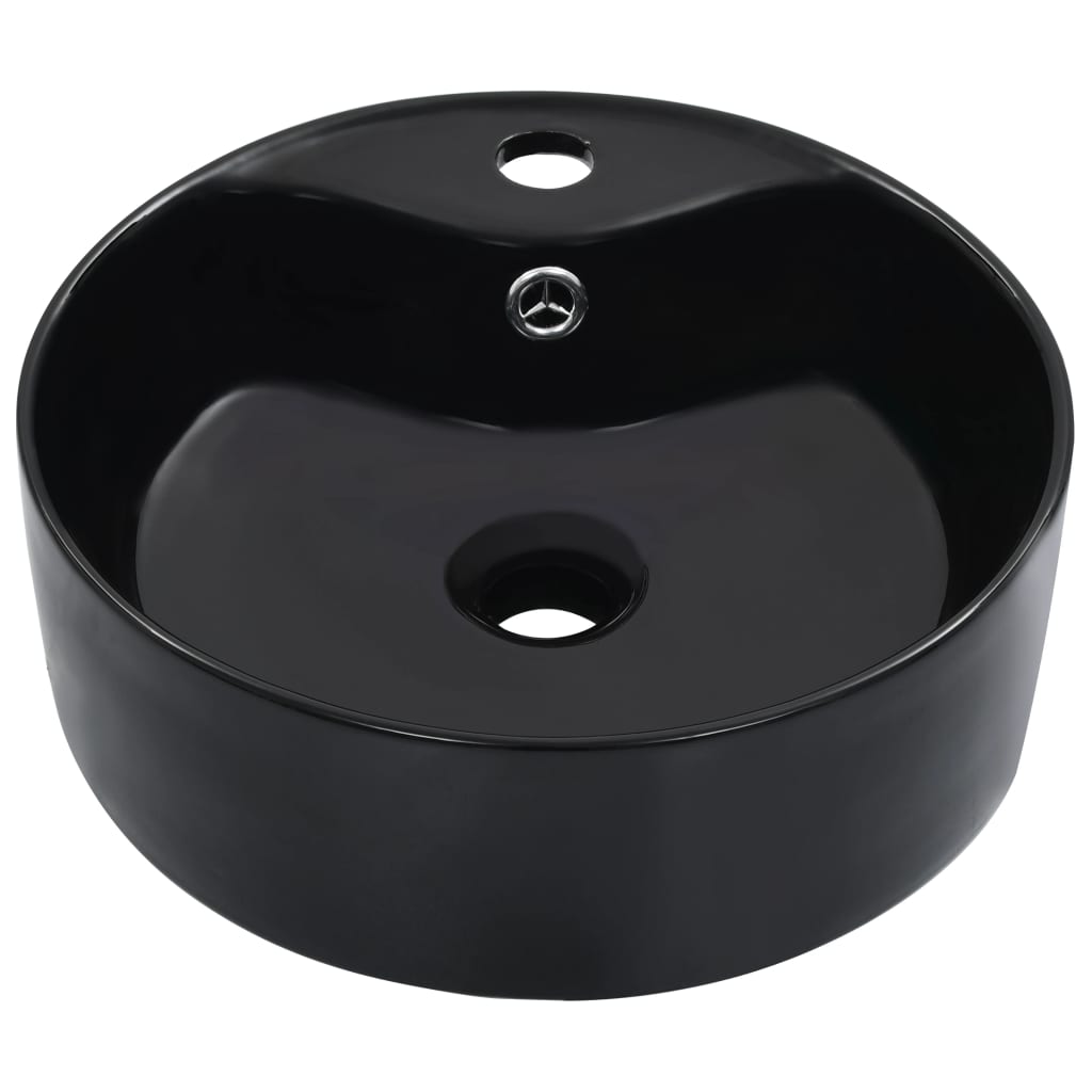 Vidaxl Washbasin con aterrizaje de 36x13 cm de cerámica negra