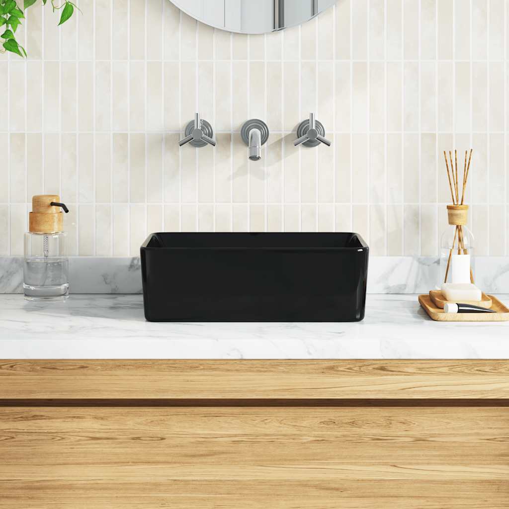 Vidaxl Washbasin 40x30x13 cm Black in ceramica