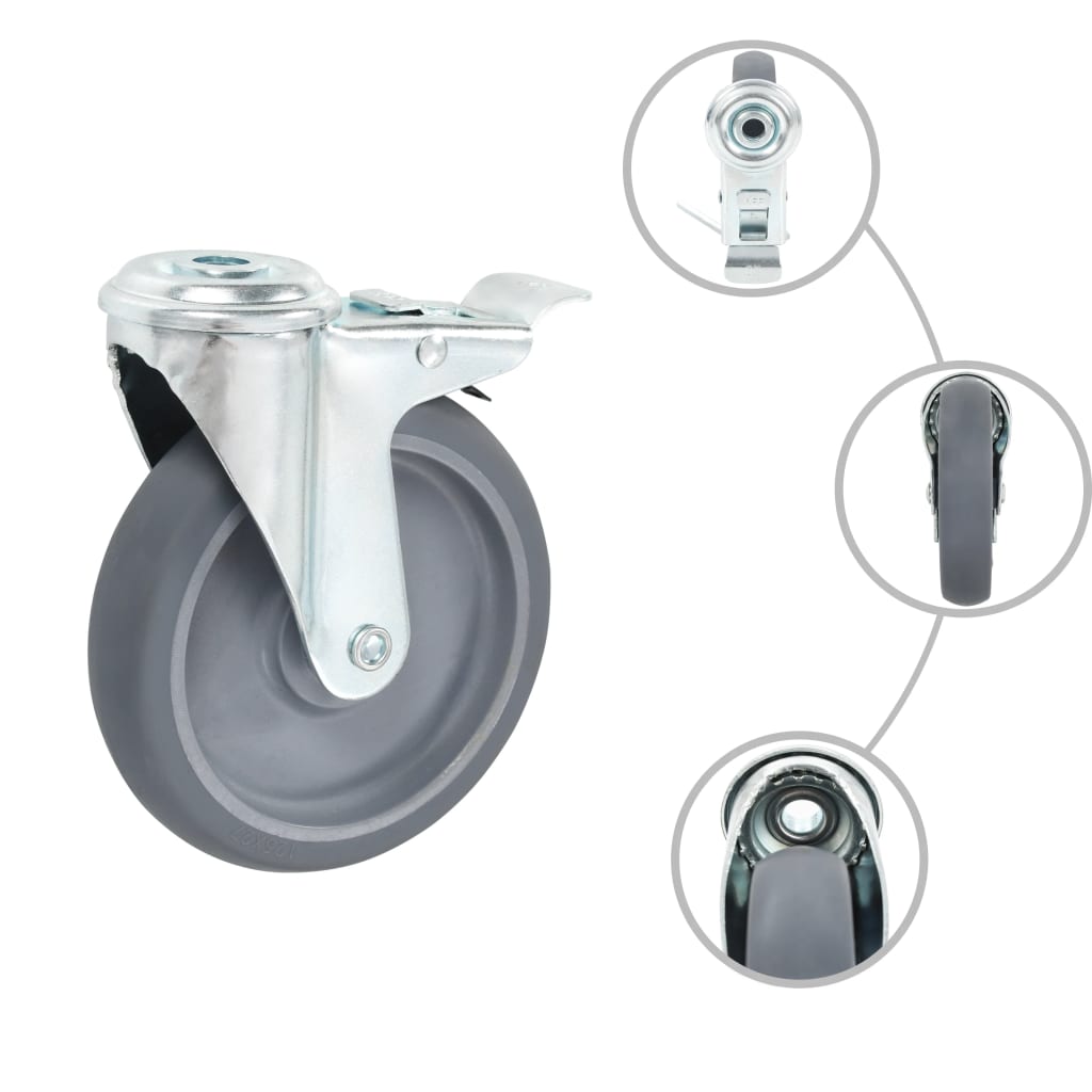 Ruote girevoli Vidaxl con fori per bulloni e doppi freni 4 ST 125 mm