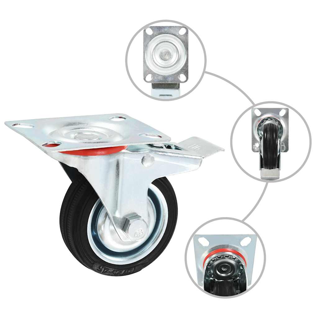 Vidaxl zwenkwielen met dubbele remmen 4 st 75 mm