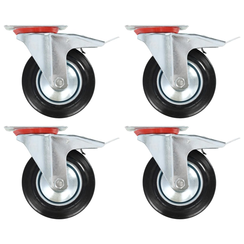 Vidaxl ruote girate con doppi freni 4 pezzi 160 mm