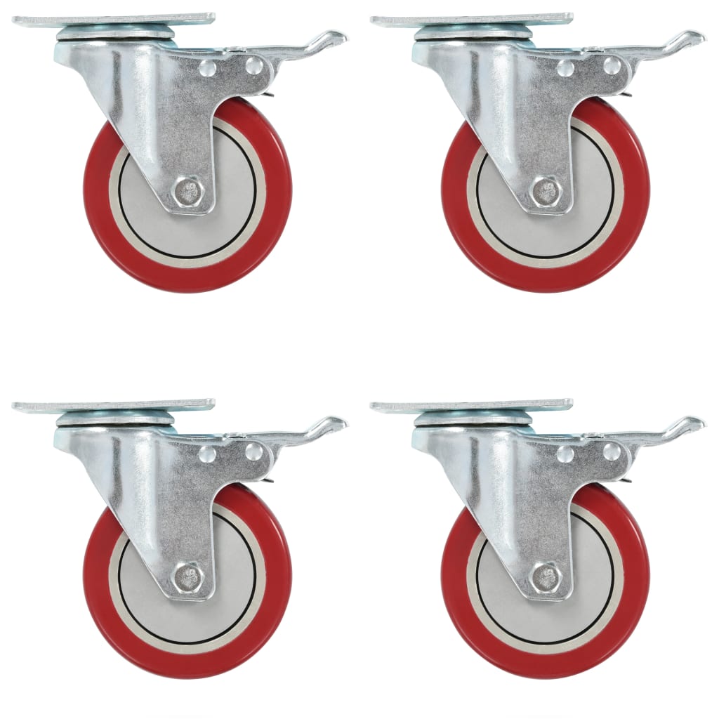Ruedas giratorias de Vidaxl con frenos dobles 4 pc 100 mm