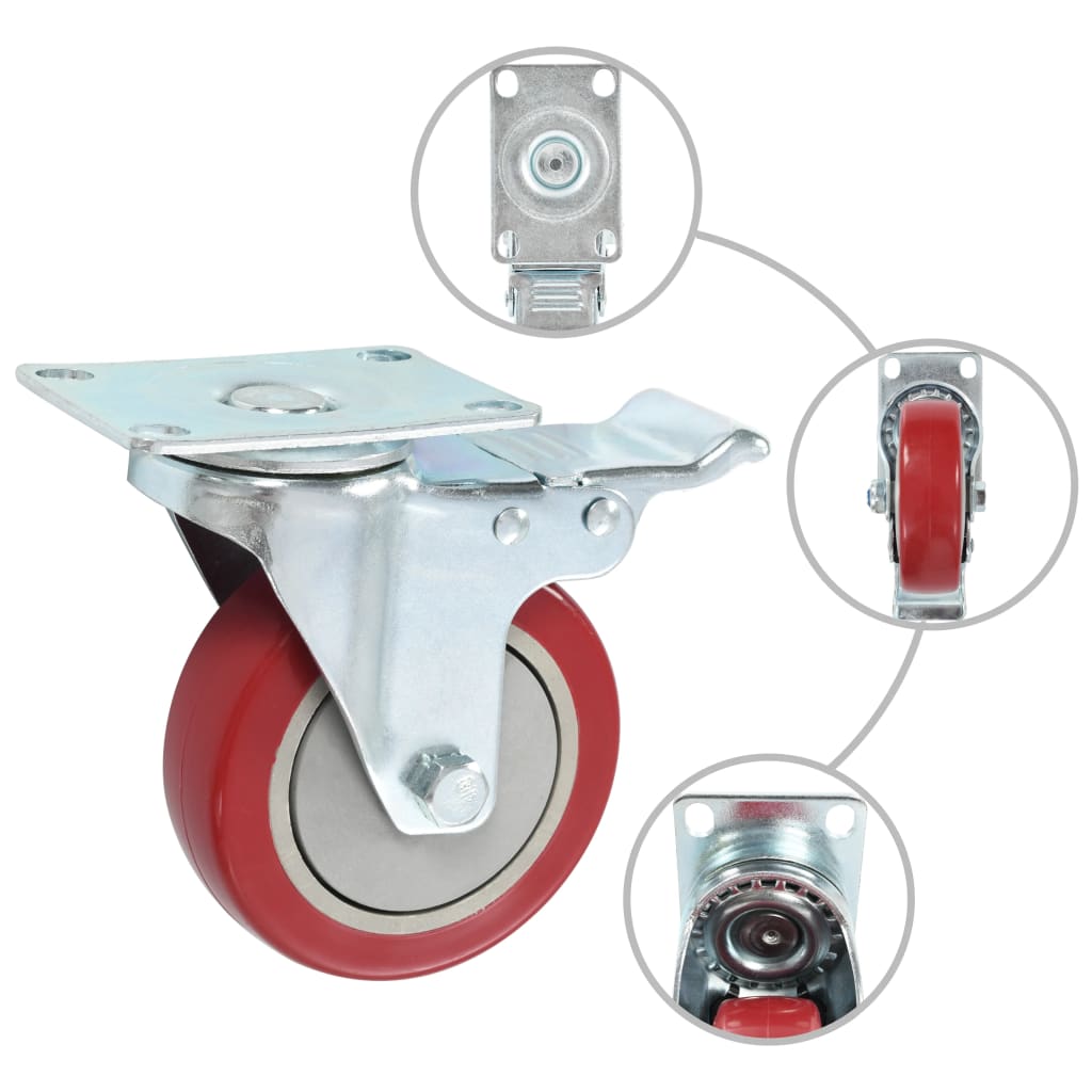 Ruedas giratorias de Vidaxl con frenos dobles 4 pc 100 mm
