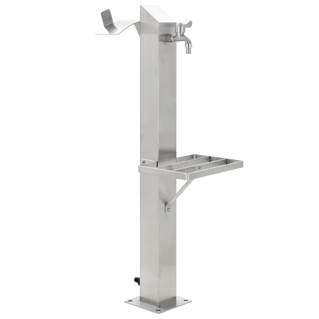 Columna de agua de jardín de Vidaxl cuadrado 95 cm de acero inoxidable