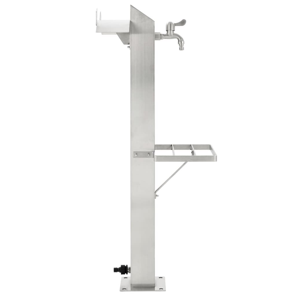 Columna de agua de jardín de Vidaxl cuadrado 95 cm de acero inoxidable