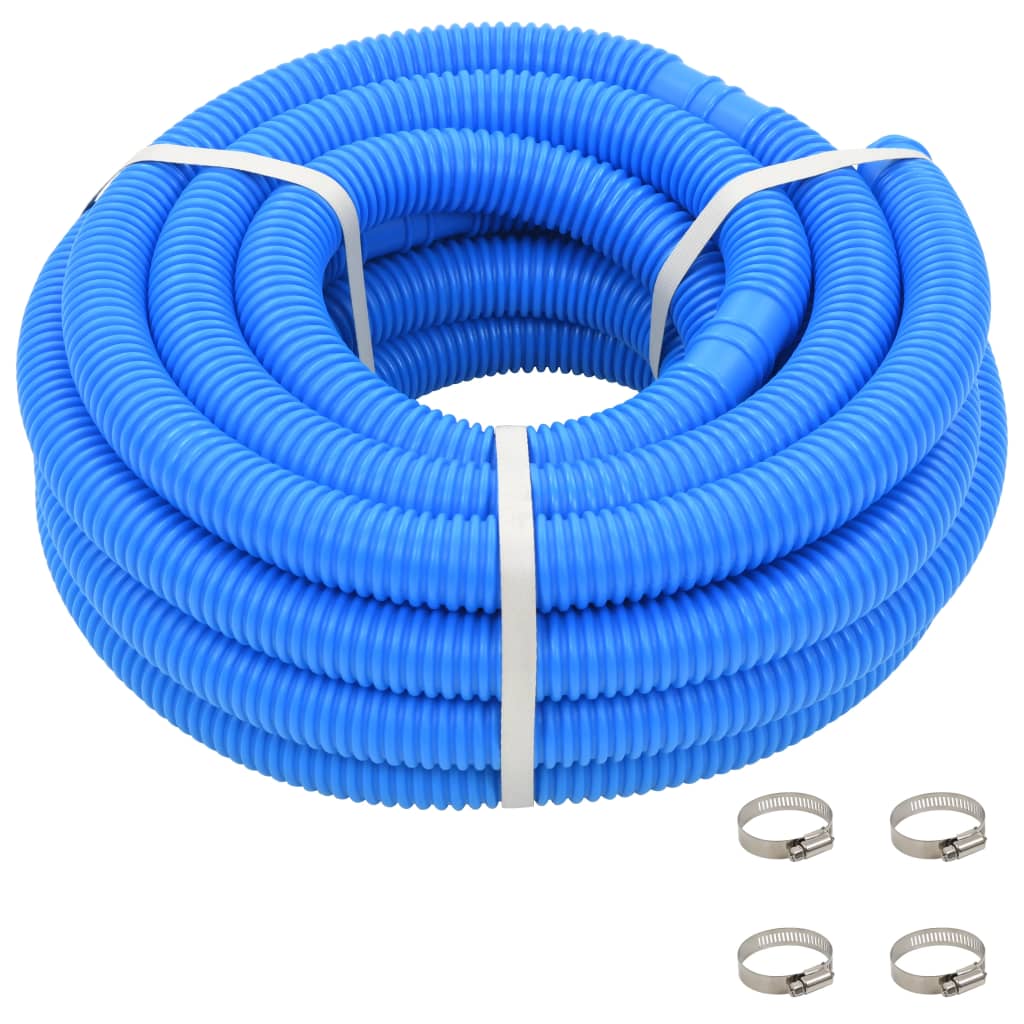 Vidaxl manguera de piscina con abrazaderas de 38 mm 12 m azul