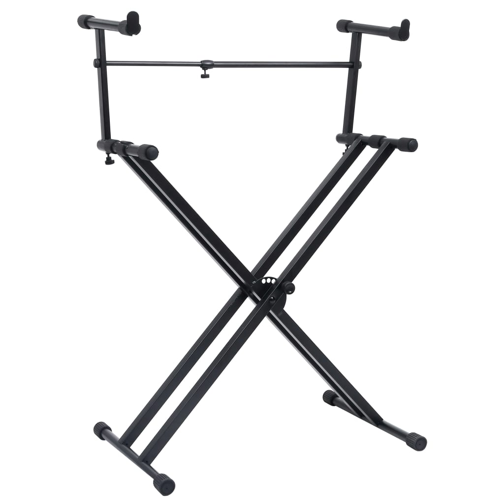 Supporto per tastiera VidaXL x-frame doppio rinforzo nero