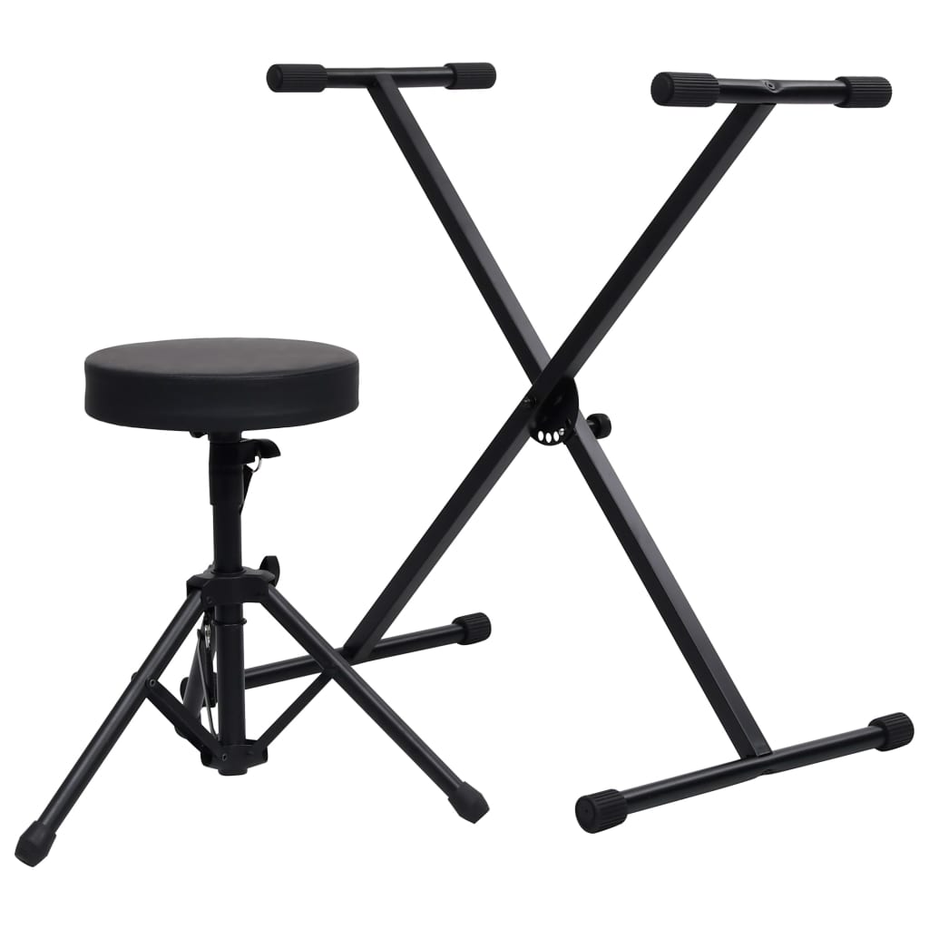 Soporte de teclado de Vidaxl y taburete negro