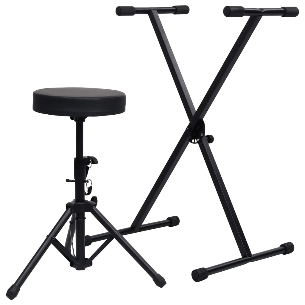 Soporte de teclado de Vidaxl y taburete negro