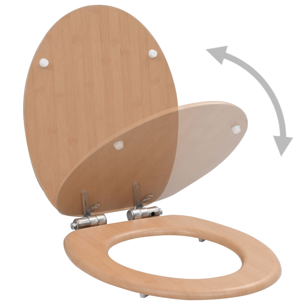 Asiento de inodoro Vidaxl con bambú de tapa de cierre suave MDF