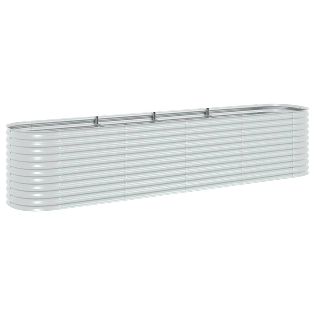 Plantador Vidaxl elevado 400x80x81 cm de acero galvanizado de plata