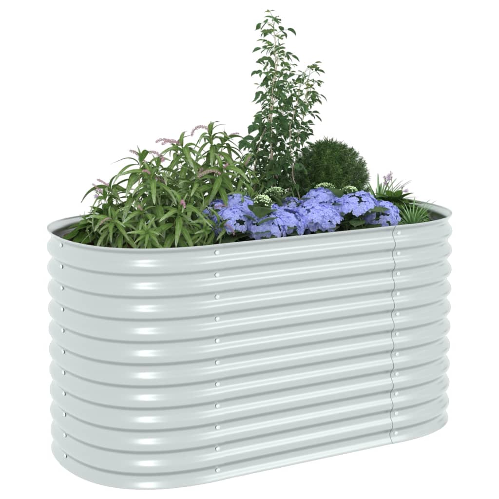 Plantador Vidaxl elevado 160x80x81 cm de acero galvanizado de plata