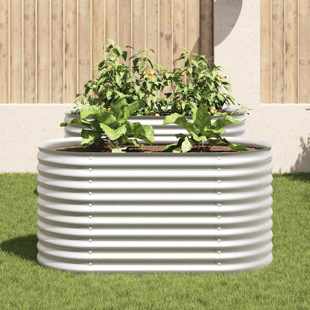 Plantador Vidaxl elevado 160x80x81 cm de acero galvanizado de plata