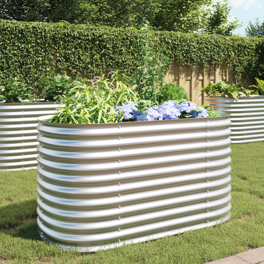 Plantador Vidaxl elevado 160x80x81 cm de acero galvanizado de plata