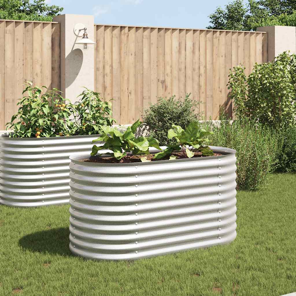 Plantador Vidaxl elevado 160x80x81 cm de acero galvanizado de plata