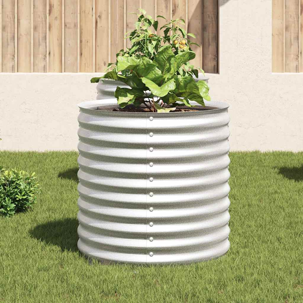 Plantador Vidaxl elevado 80x80x81 cm de acero galvanizado de plata