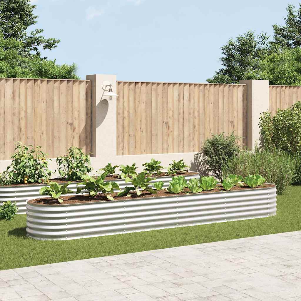 Vidaxl Planter Insertar 400x80x44 cm de acero galvanizado de plata