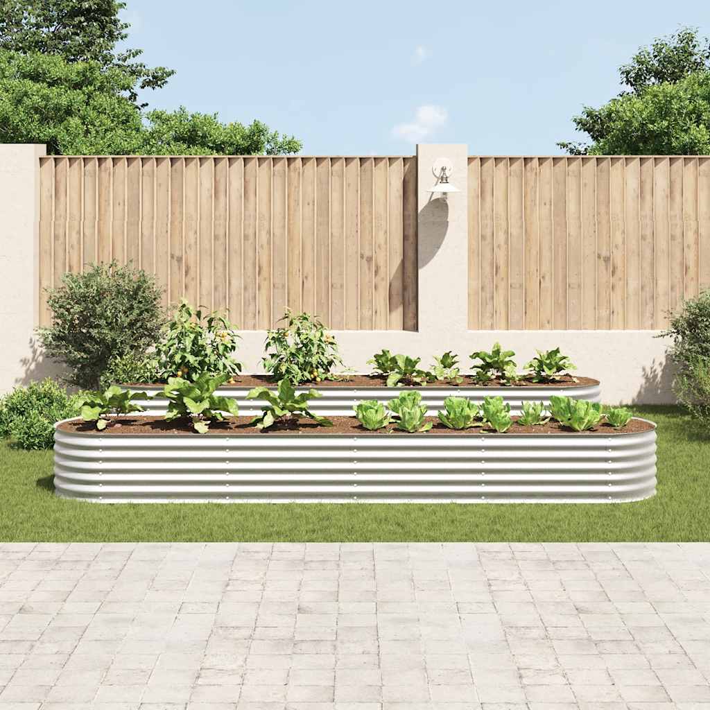 Vidaxl Planter Insertar 400x80x44 cm de acero galvanizado de plata