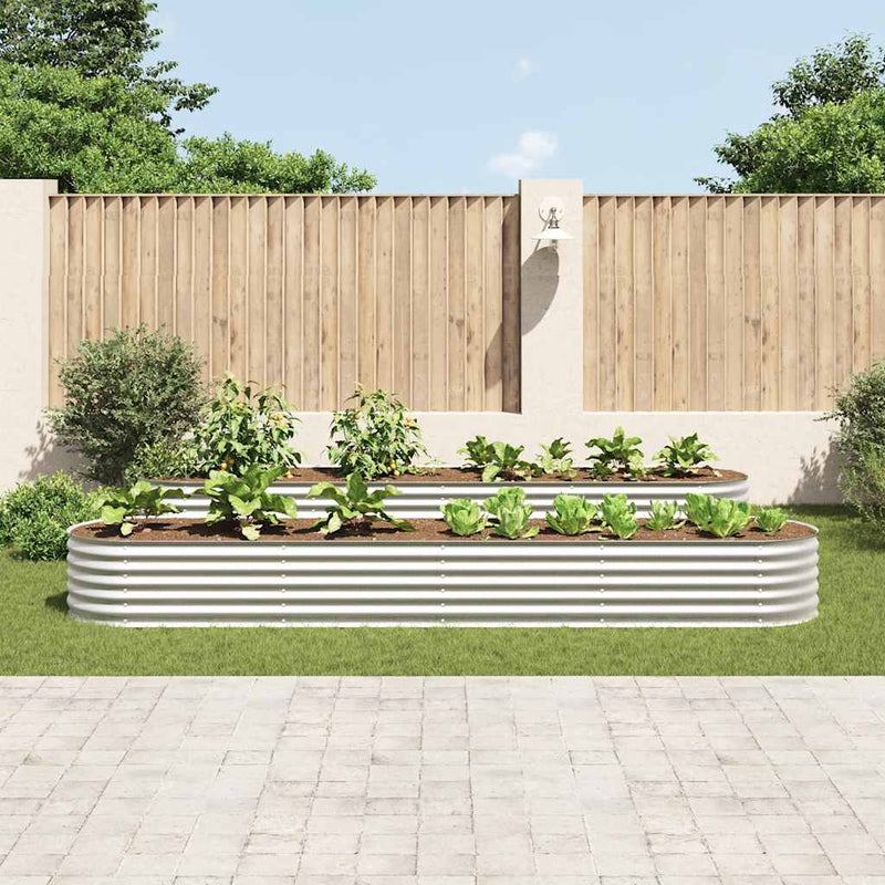 Vidaxl Planter Insertar 400x80x44 cm de acero galvanizado de plata