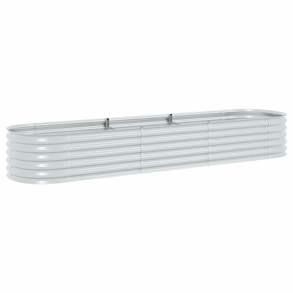 Plantador Vidaxl elevado 320x80x44 cm de plata de acero galvanizado