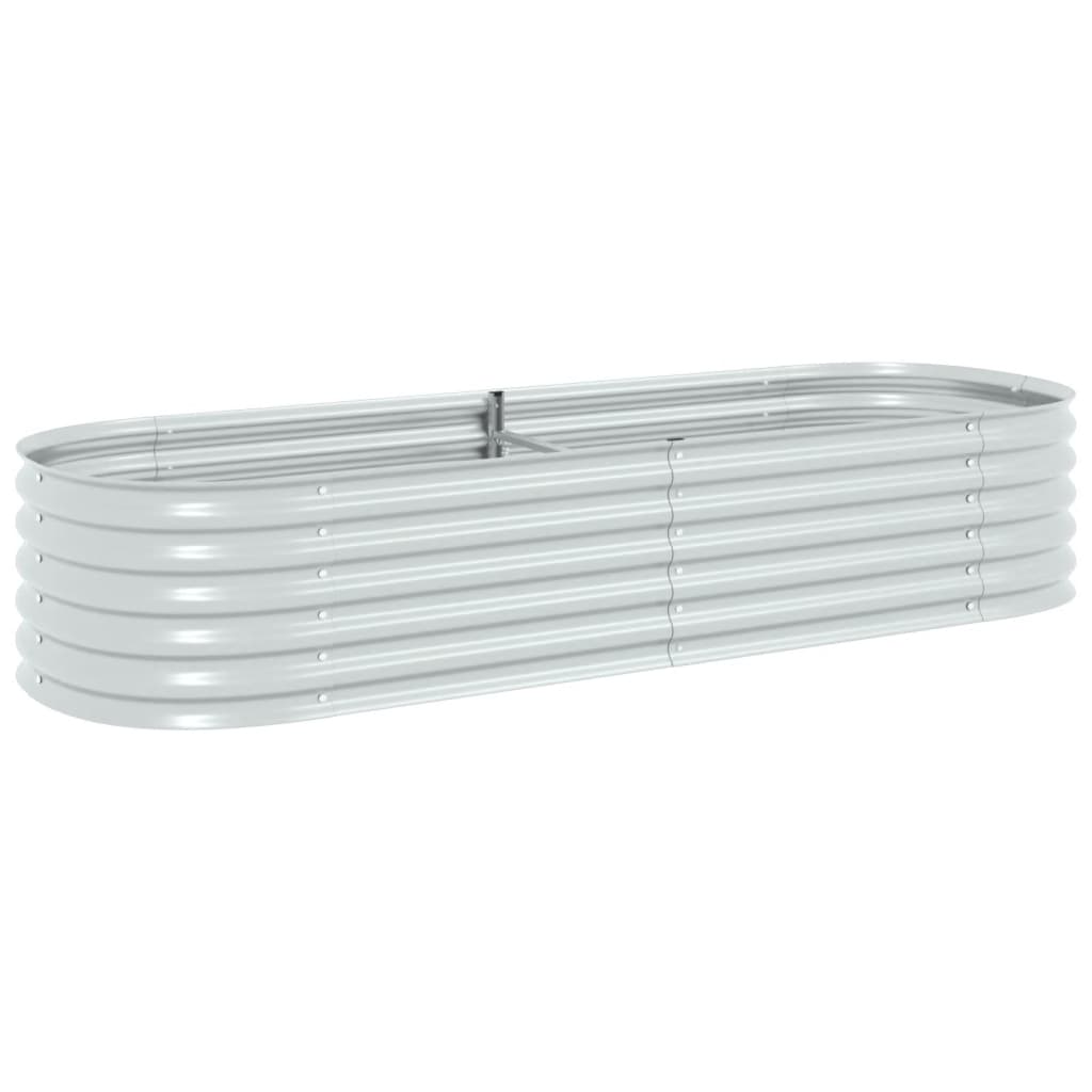 Plantador Vidaxl elevado 240x80x44 cm de acero galvanizado de plata