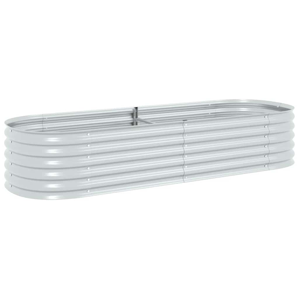 Plantador Vidaxl elevado 240x80x44 cm de acero galvanizado de plata