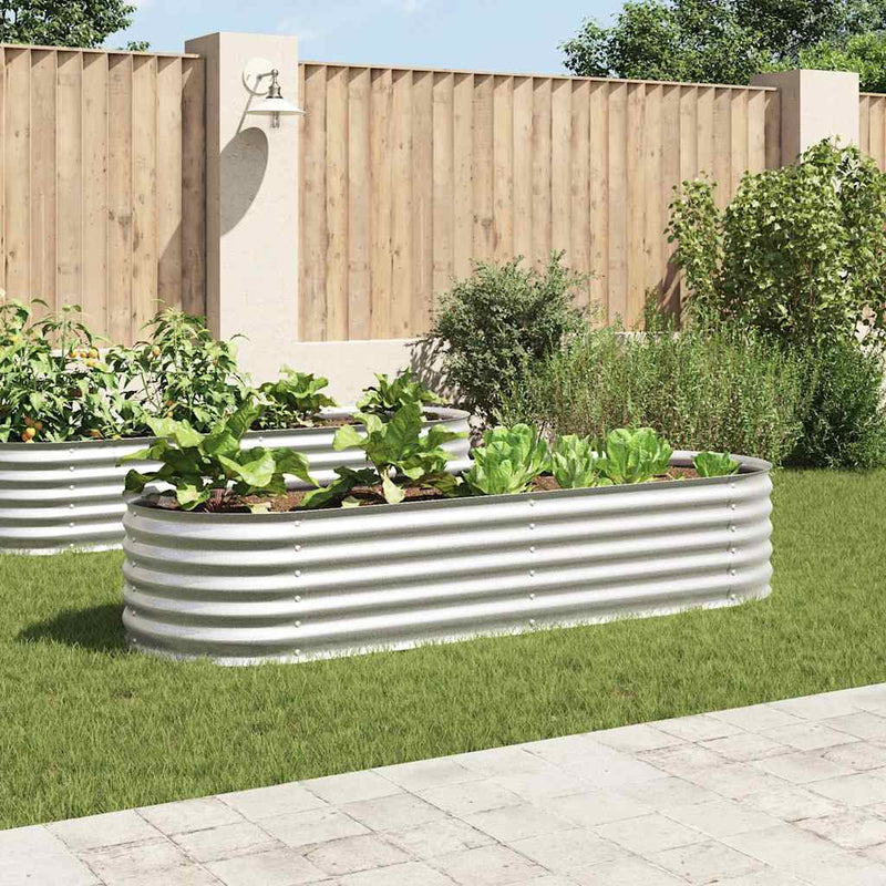 Plantador Vidaxl elevado 240x80x44 cm de acero galvanizado de plata
