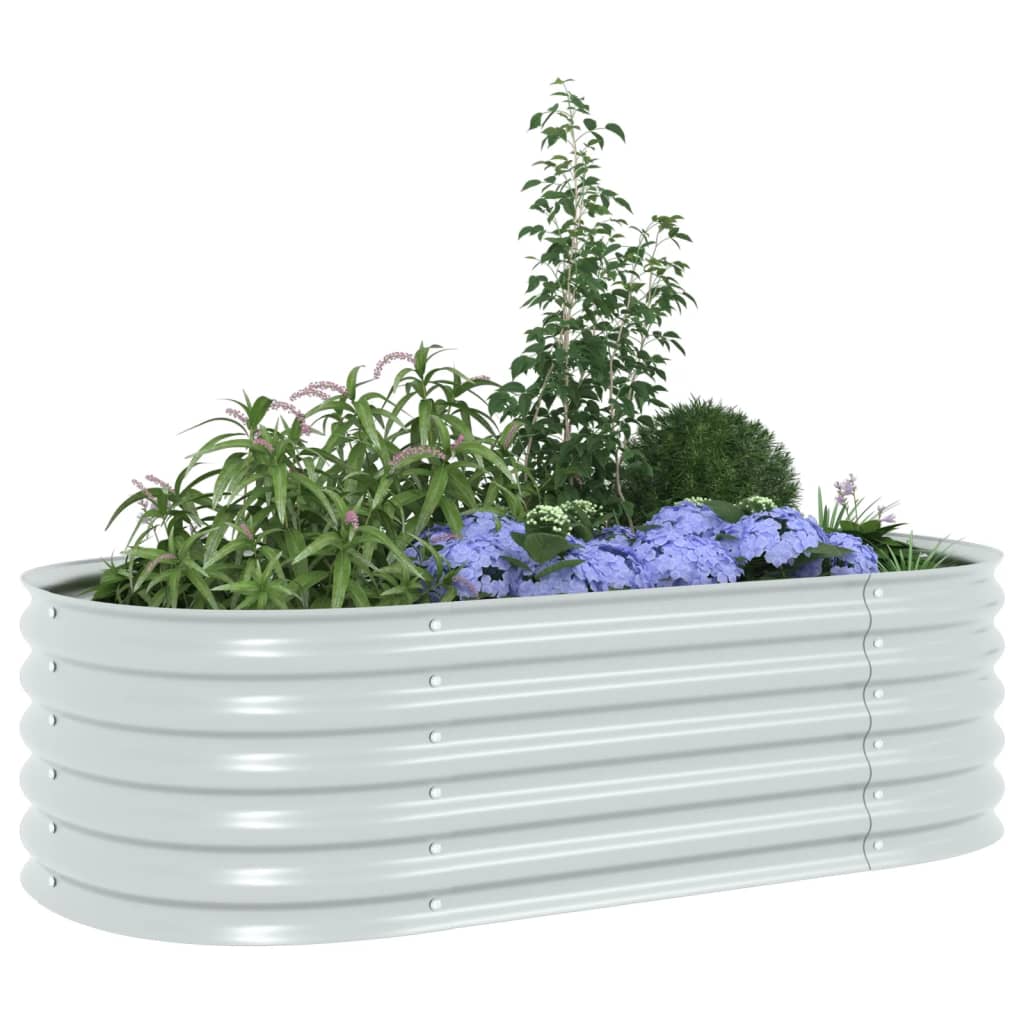 Plantador Vidaxl elevado 160x80x44 cm de acero galvanizado de plata