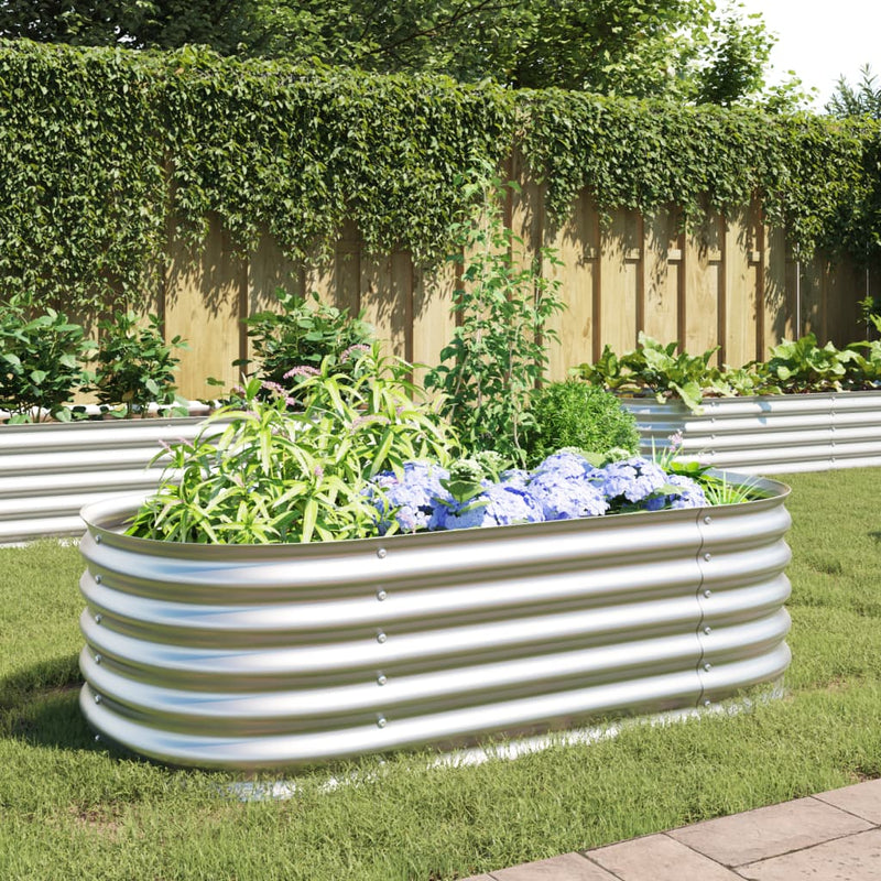 Plantador Vidaxl elevado 160x80x44 cm de acero galvanizado de plata