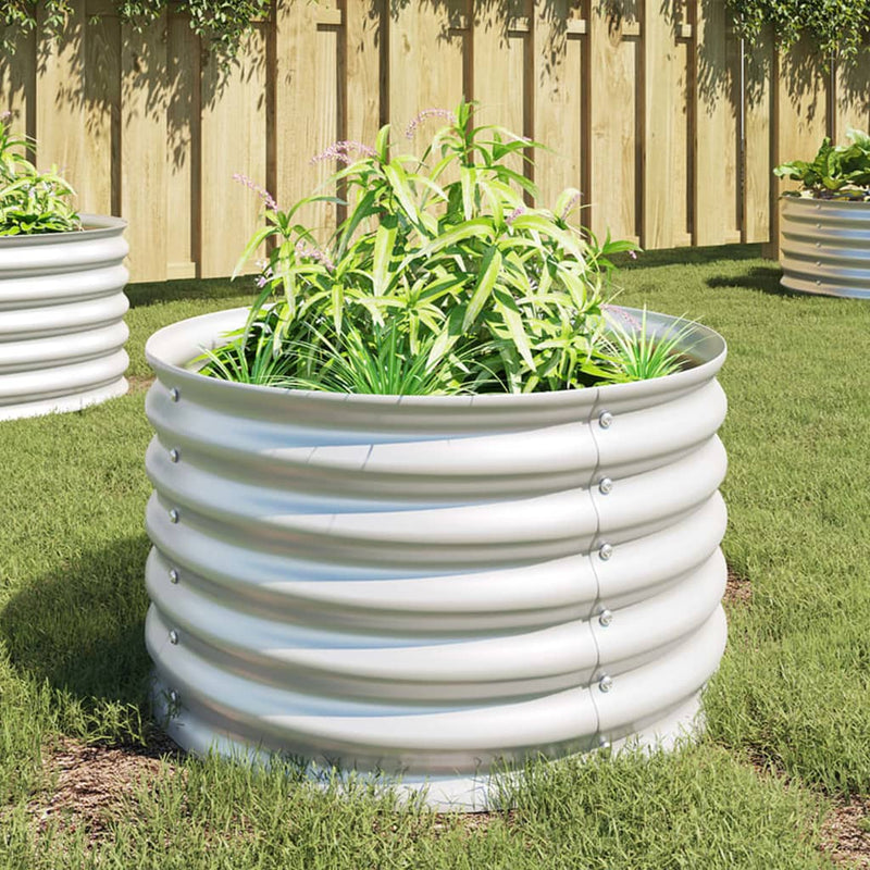 Plantador Vidaxl insertado 80x80x44 cm de plata de acero galvanizado