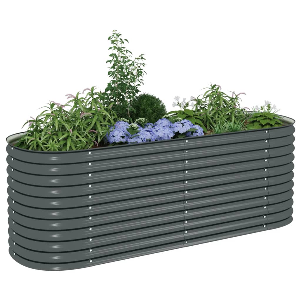 Plantador Vidaxl elevado 240x80x81 cm de acero galvanizado gris