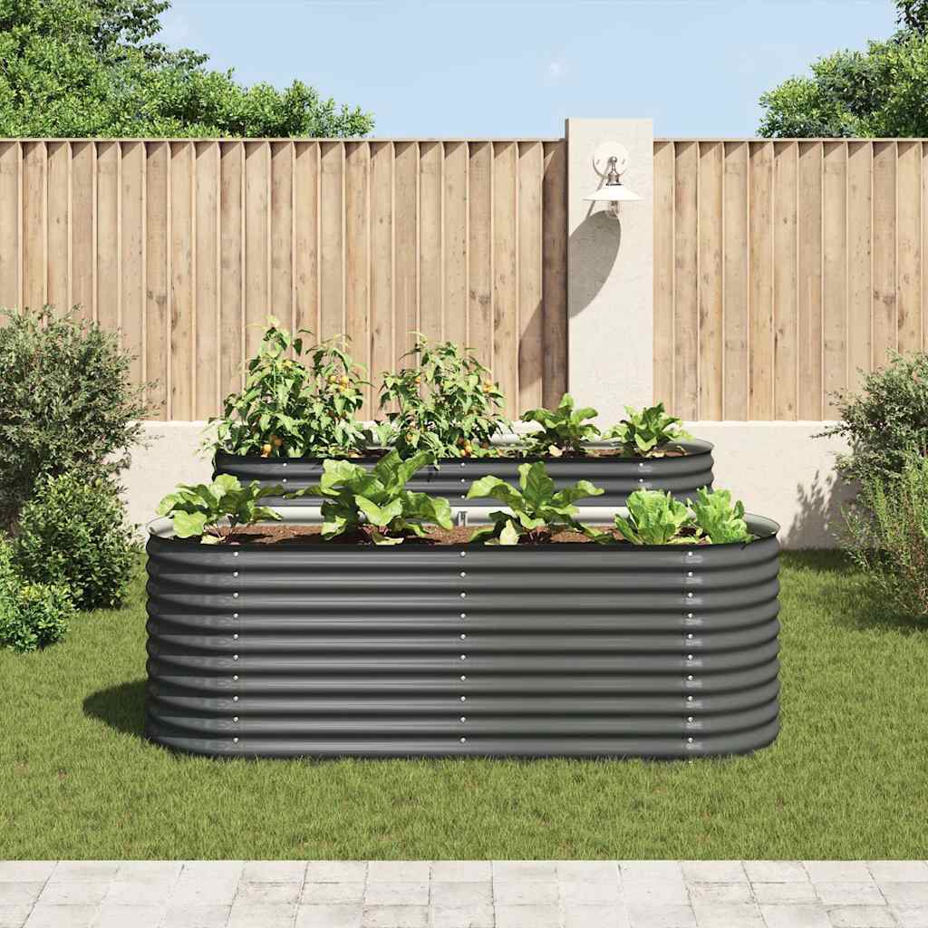Plantador Vidaxl elevado 240x80x81 cm de acero galvanizado gris