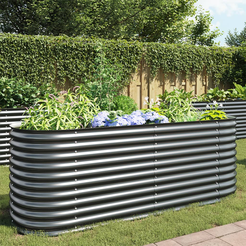 Plantador Vidaxl elevado 240x80x81 cm de acero galvanizado gris