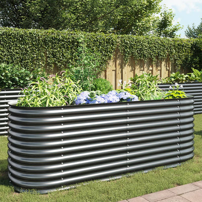 Vidaxl fioriera raccolta 240x80x81 cm grigio in acciaio zincato